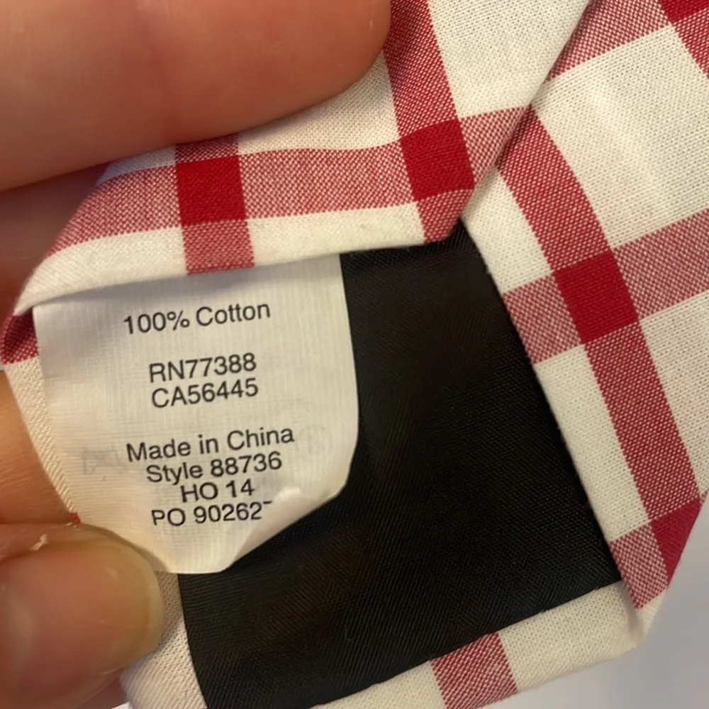 J. Crew Red and White Check Cotton Pre-Made Tie